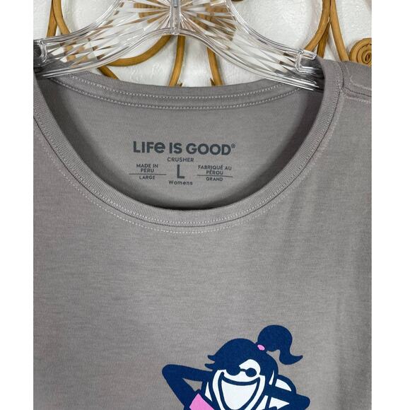 Life is Good women's Crusher Tee 'Unplug' graphic t-shirt L Gray - Picture 2 of 4